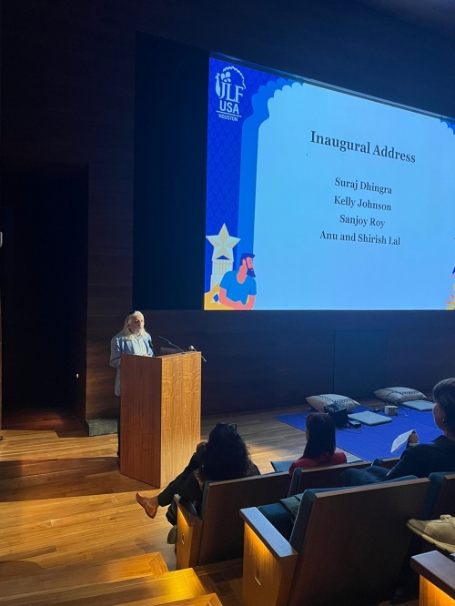 Sanjoy K. Roy, Managing Director, Teamwork Arts addressing the gathering at the Inaugural Address (The Museum of Fine Arts, Houston)